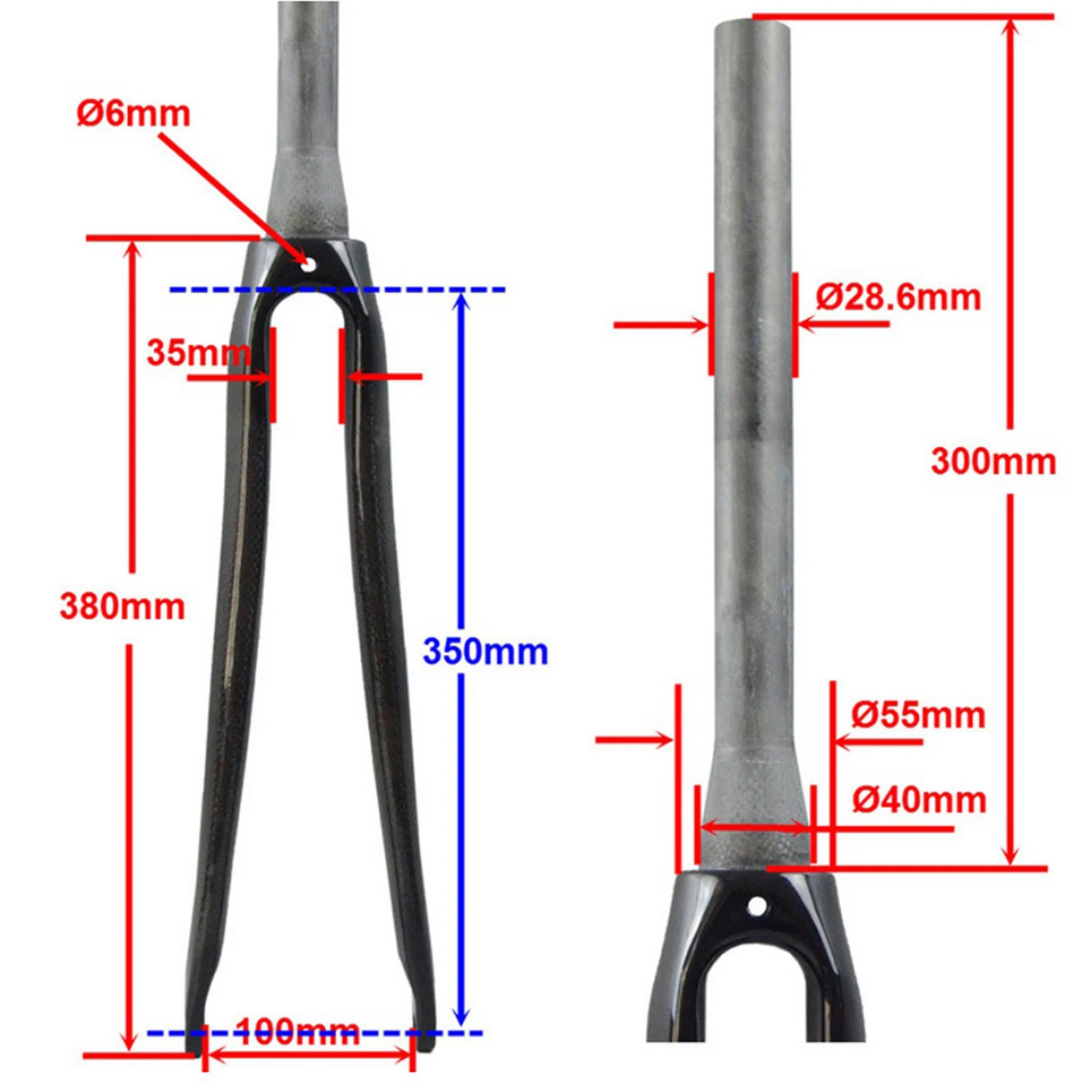 Carbon Rigid Fork 700C C Type Disc Brake Road Bike 1-1/8inch Front Forks 28.6mm