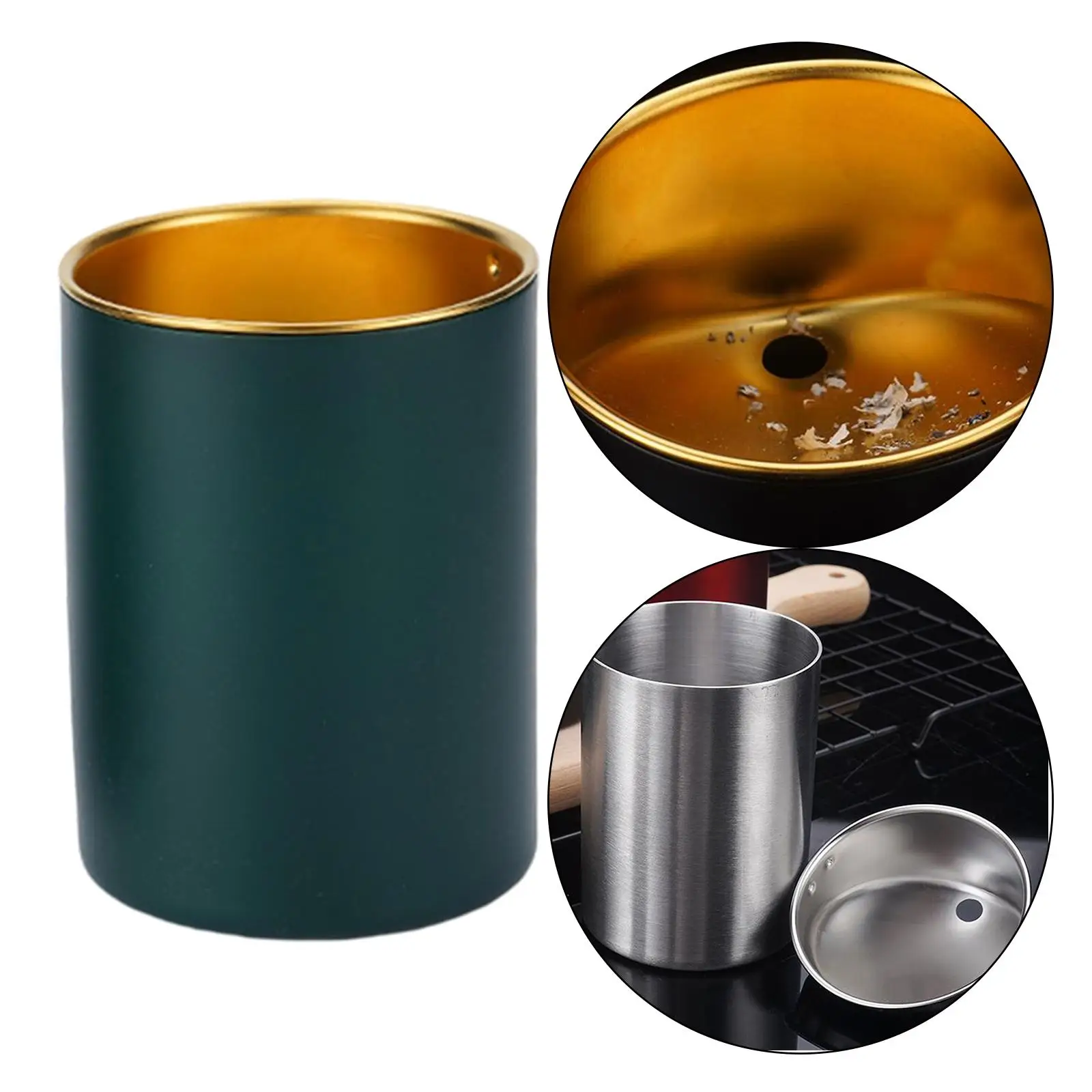 Stainless Steel Car Ashtray Cylindrical Shape Windproof Unbreakable Cigarette Ashtray for Balcony Outdoor Outside Auto Patio