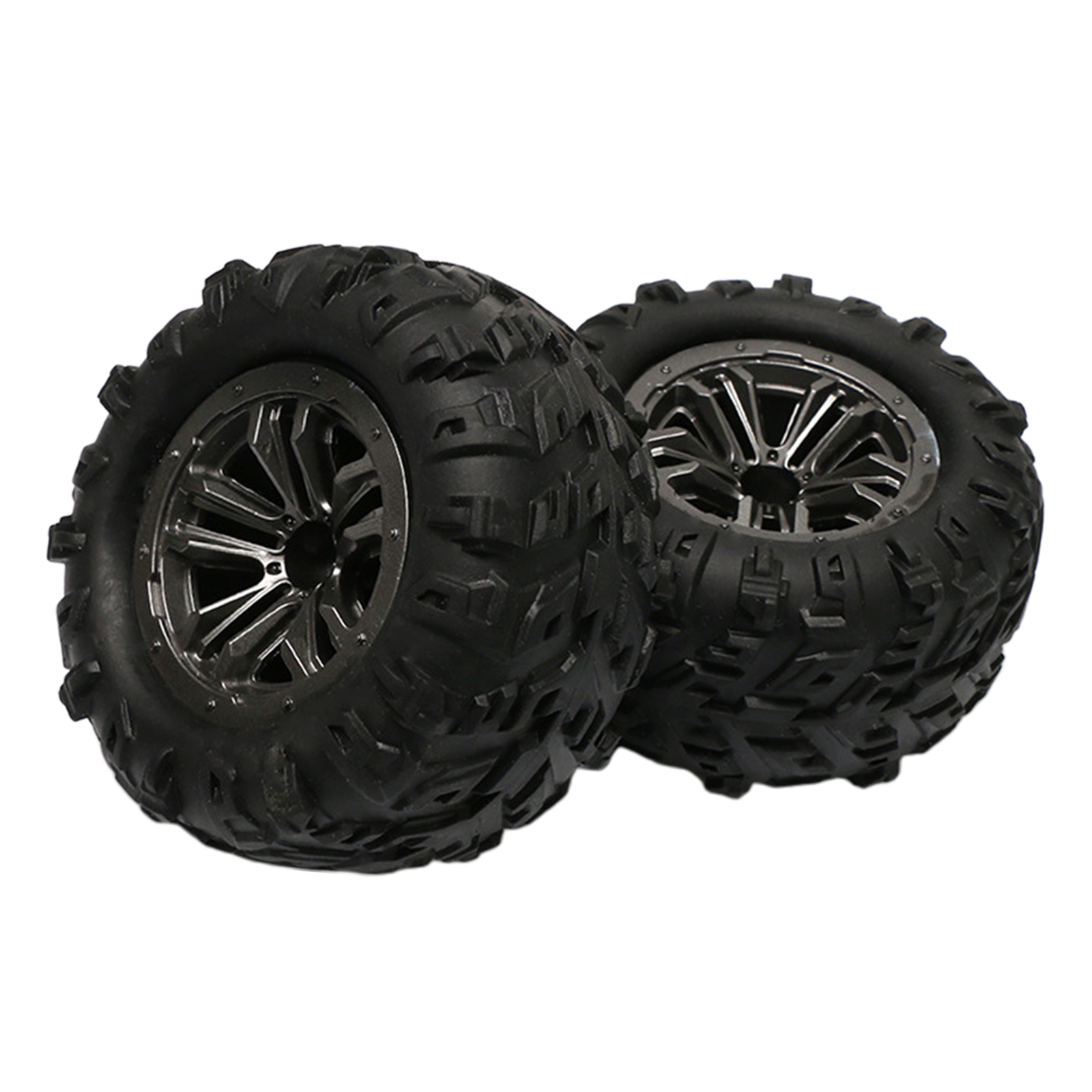 1 Pair Rubber Tyres with Wheel Rim Hubs for Wltoys 12428 12423 1:12 RC Monster Truck Spare Parts Accessories