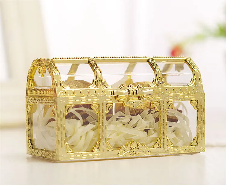12pcs Fashion Treasure Chest Party Chocolate Candy Box Wedding Favour Clear 