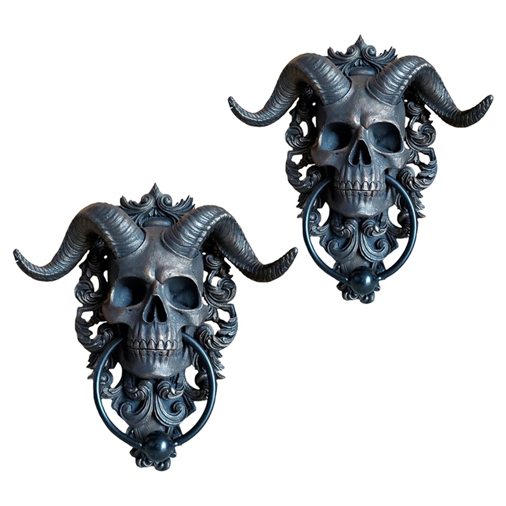 Punk Sheep Skull Head Wall Mounted Figurine Decoration Animal Sculpture