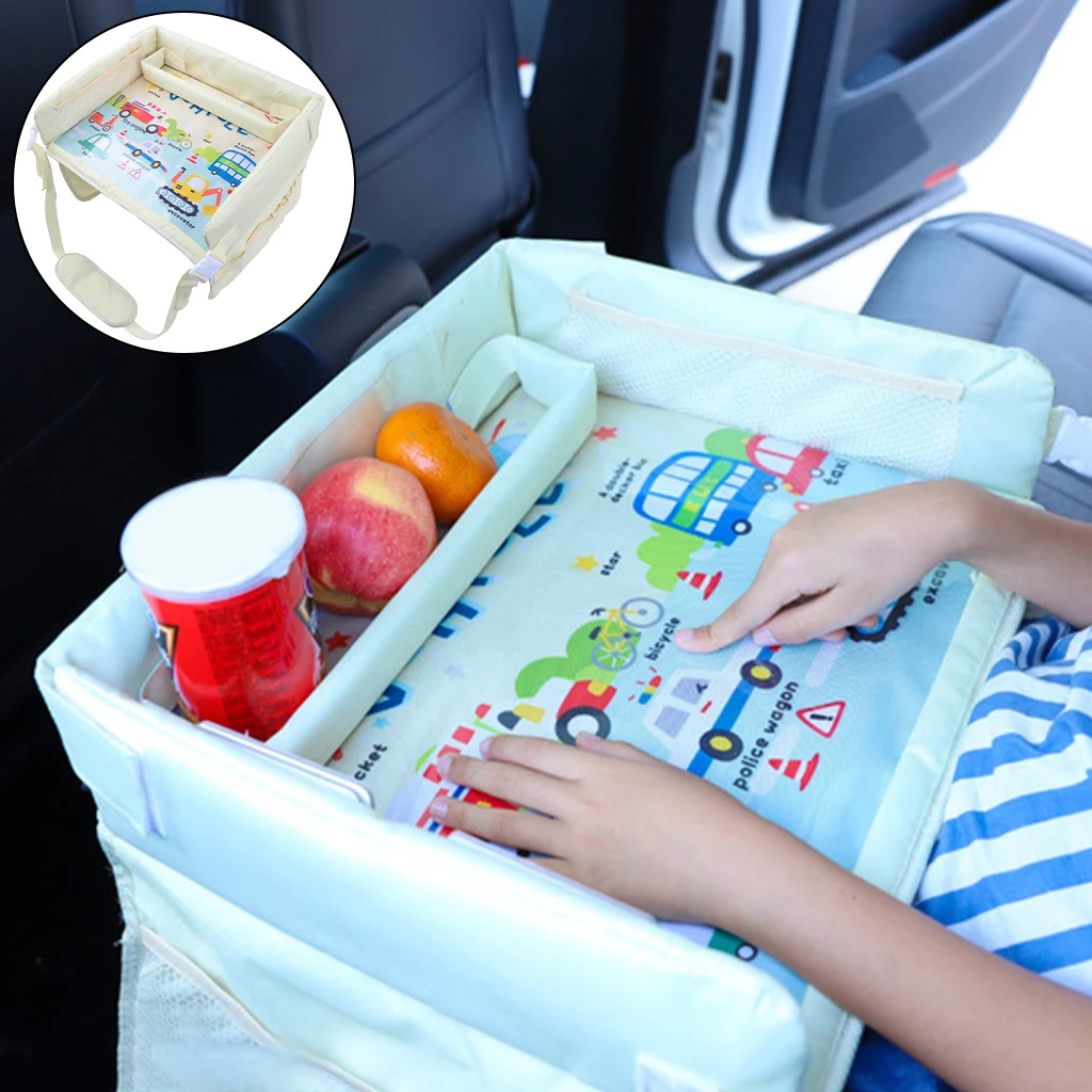 Travel Tray for Toddler Kids Car Seat Tray Seat Stroller Trip Play Pockets