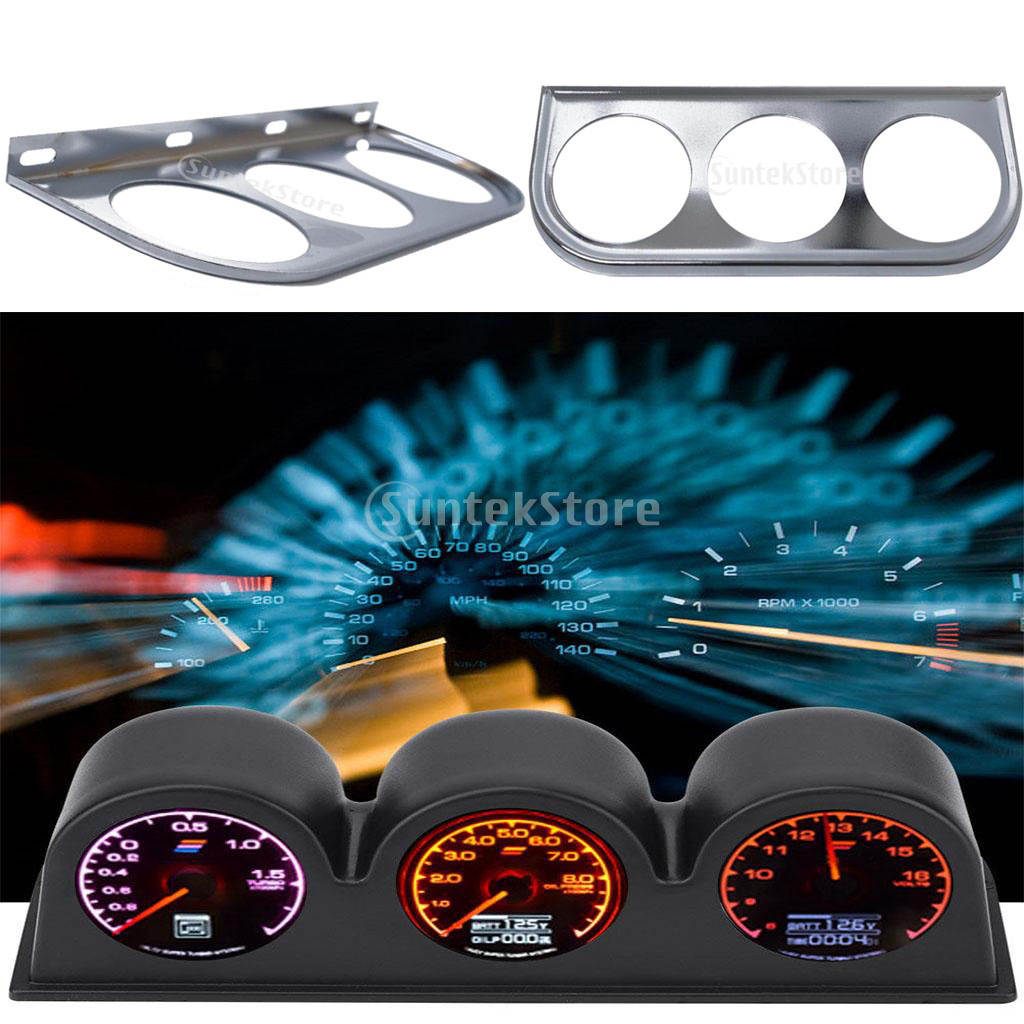 Universal 52mm Triple Gauge Single Din Radio Face Pod Gauge Panel  Mount