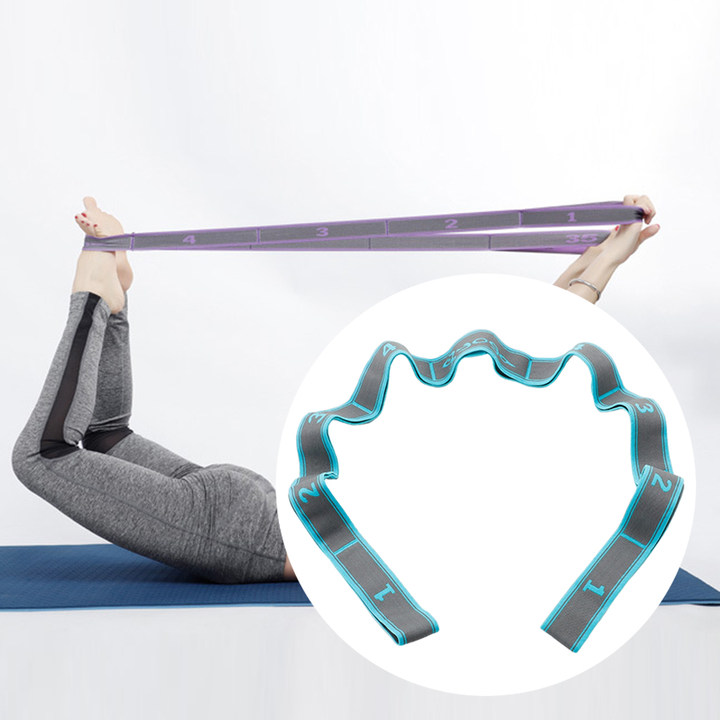 Yoga Pull Strap Fitness Stretching Band Resistance Loop Pink_8 Loops