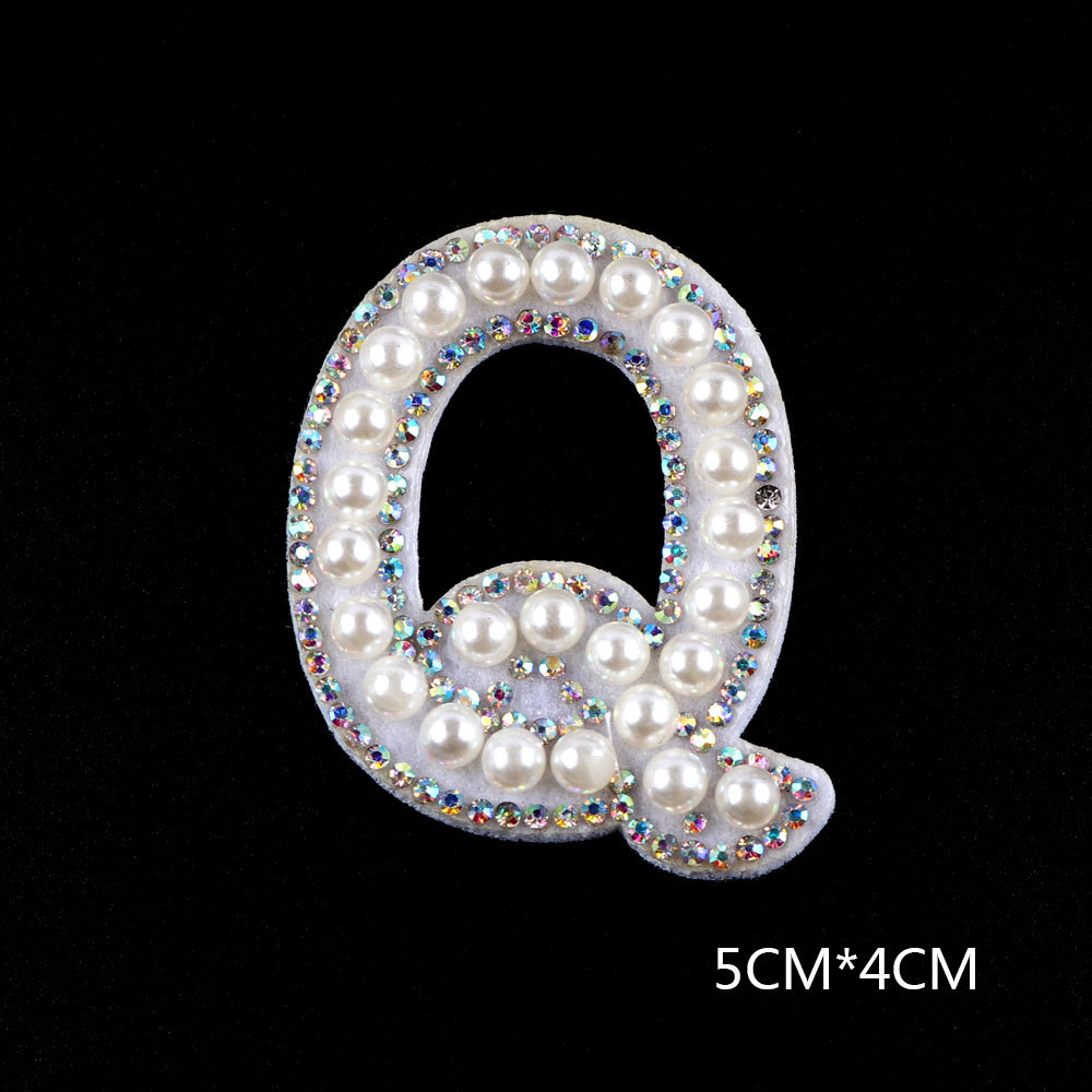 26 brief AB Strass Perle Englisch Alphabet Patch 3D Perlen Aufkleber Mixed Stickerei Patch Für Kleidung Logo Diy Applique – Detail 28