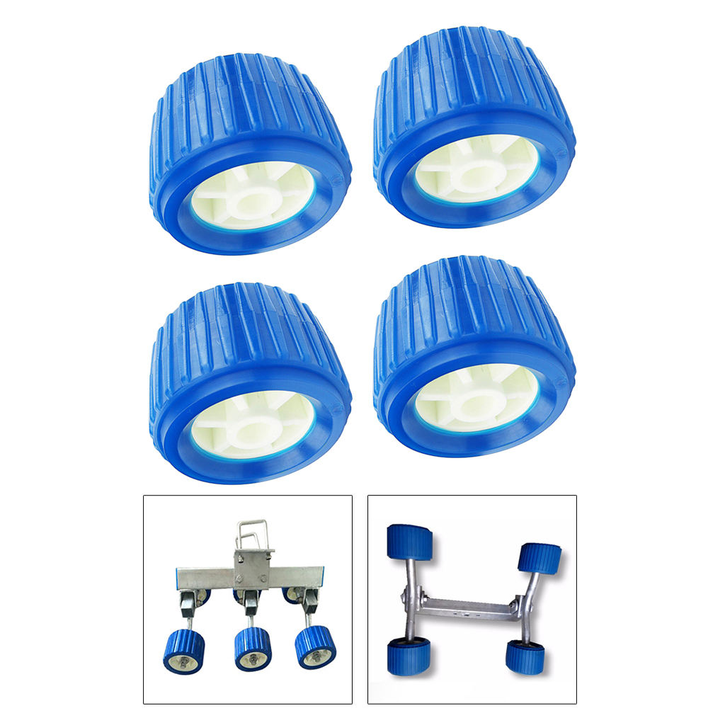 4 Pieces Boat Trailer Roller Marine Inflatable Ribbed Wobble Roller Kit