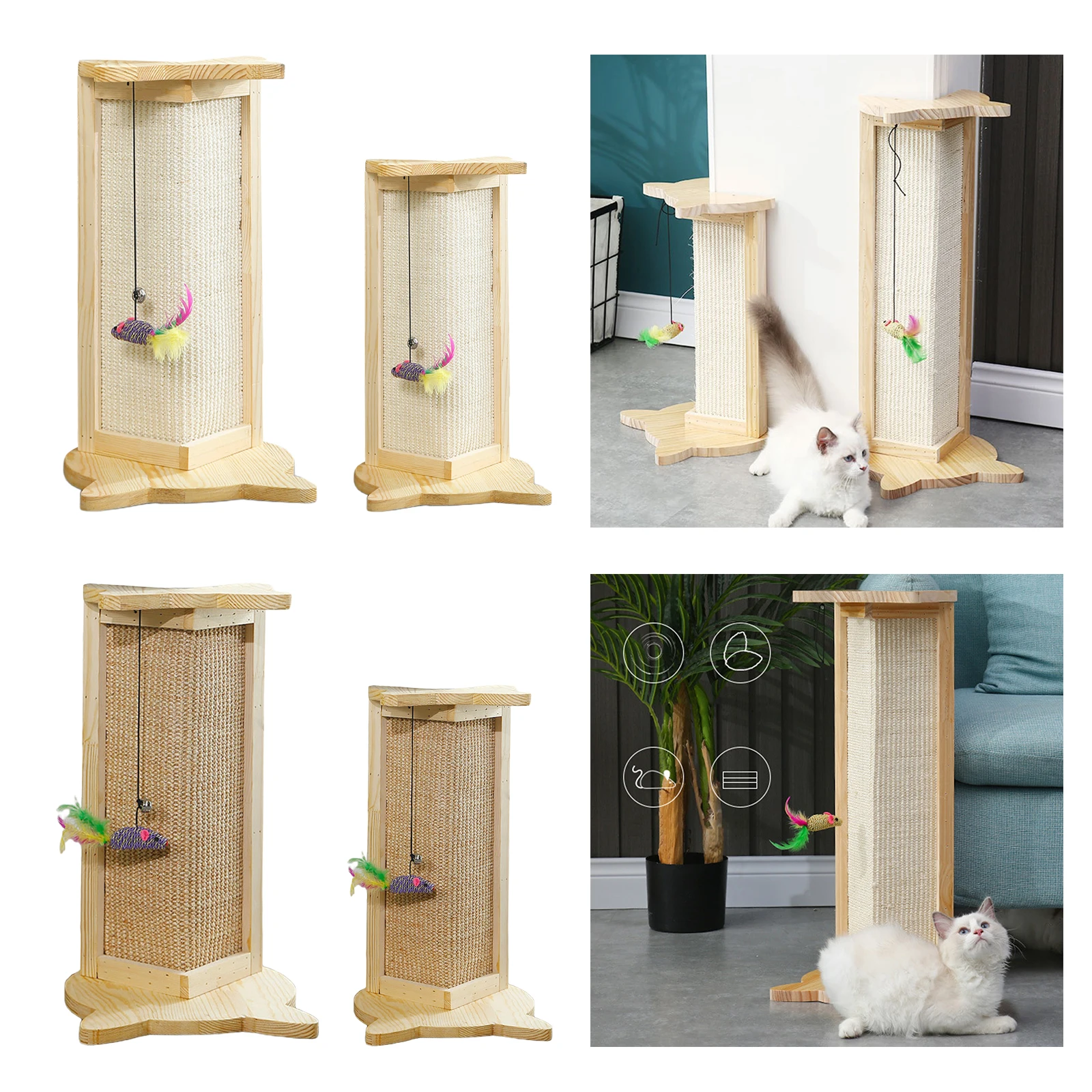 Cat Scratch Board Kitten Coner Scratcher Hanging Furniture Protector Natural Sisal Non-toxic Scratching Pad