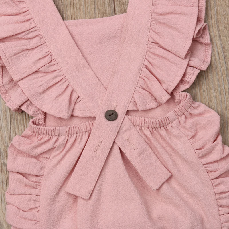Summer Baby Girls Rompers Ruffles Princess Baby Clothing Newborn Baby Clothes Candy Color Sunsuit Infant Clothing Baby Outfit Bamboo fiber children's clothes
