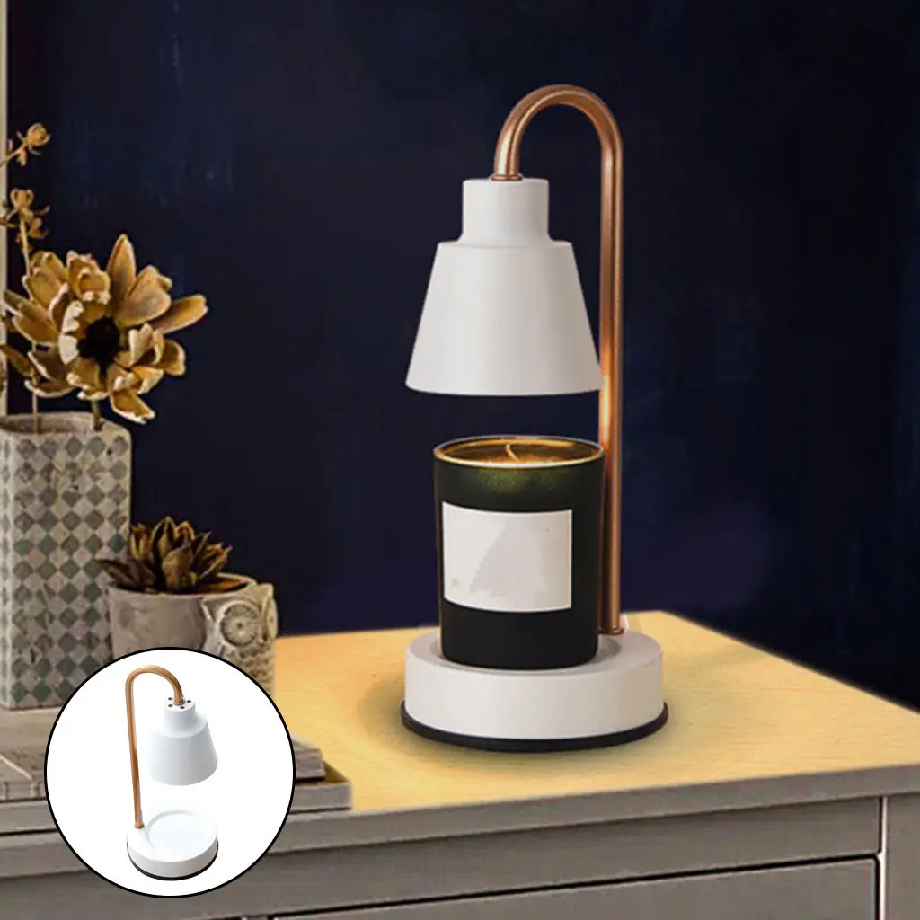 Metal Candle Wax Melting Warmer Oil Burner Aroma Fragrance Lamp Tabletop Light for Home Bedroom Living Room Decor EU Plug