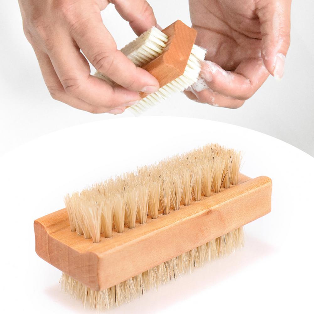 Nail Brushes Brush Easy To Clean Double Side Thicken Cleaning Wooden Handle Natural Bristles For
