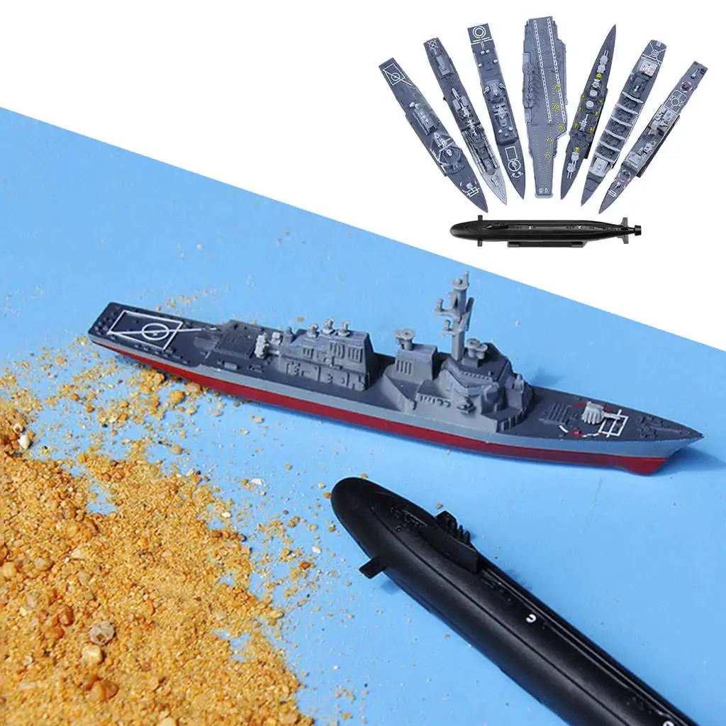 Set of 8 Assembled Warship Model 1:144 Toys for Ornaments Sand Table Scene