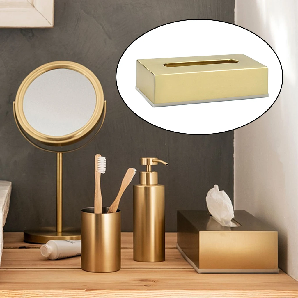 caixa de tecido titular recipiente de papel para casa armário do carro decoração ouro escovado
