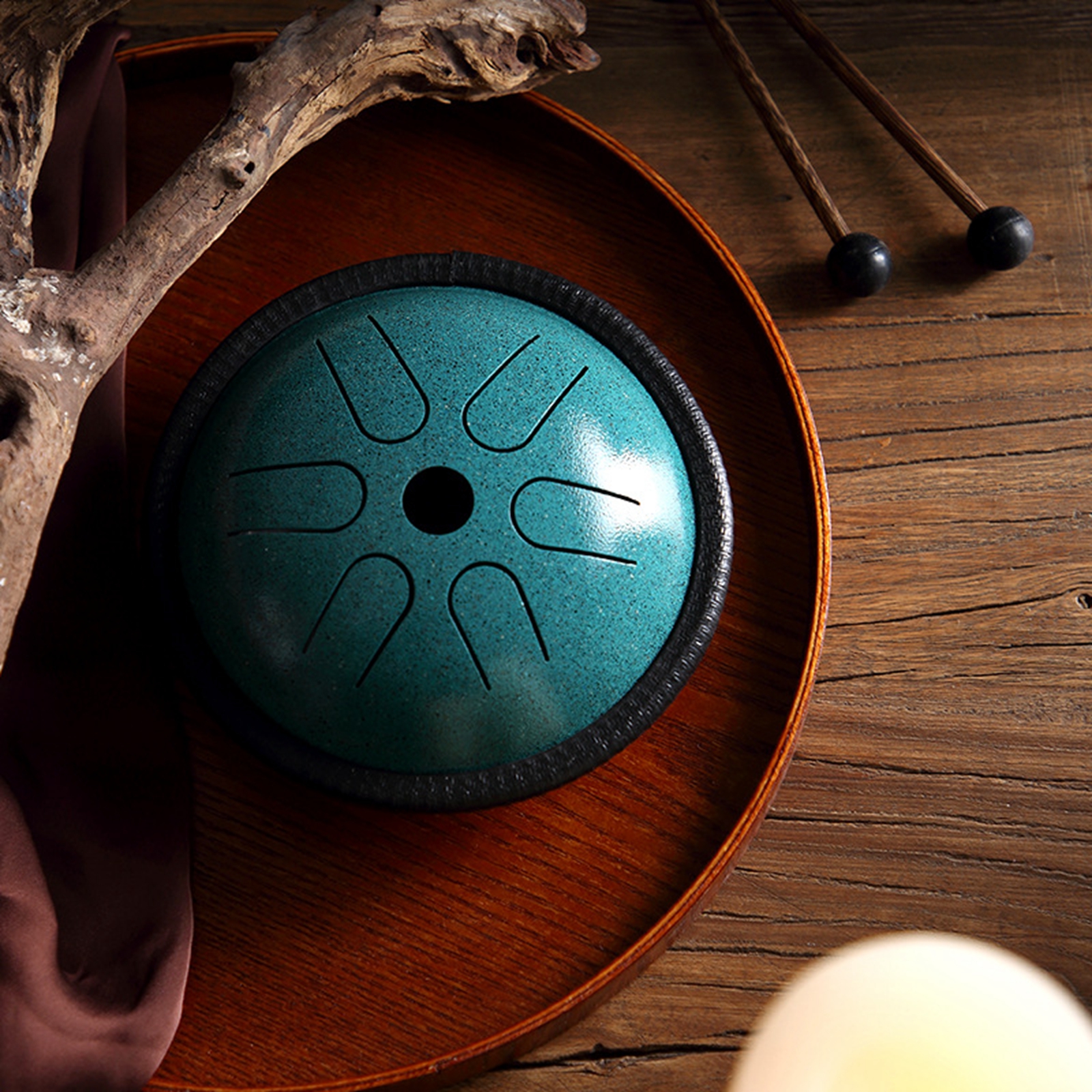 Mini Ethereal Drum Kits, 6 Notes 5.5 Inches Handpan Drumming Percussion Instrument with Carry Bag Musical Book Drumsticks Decor
