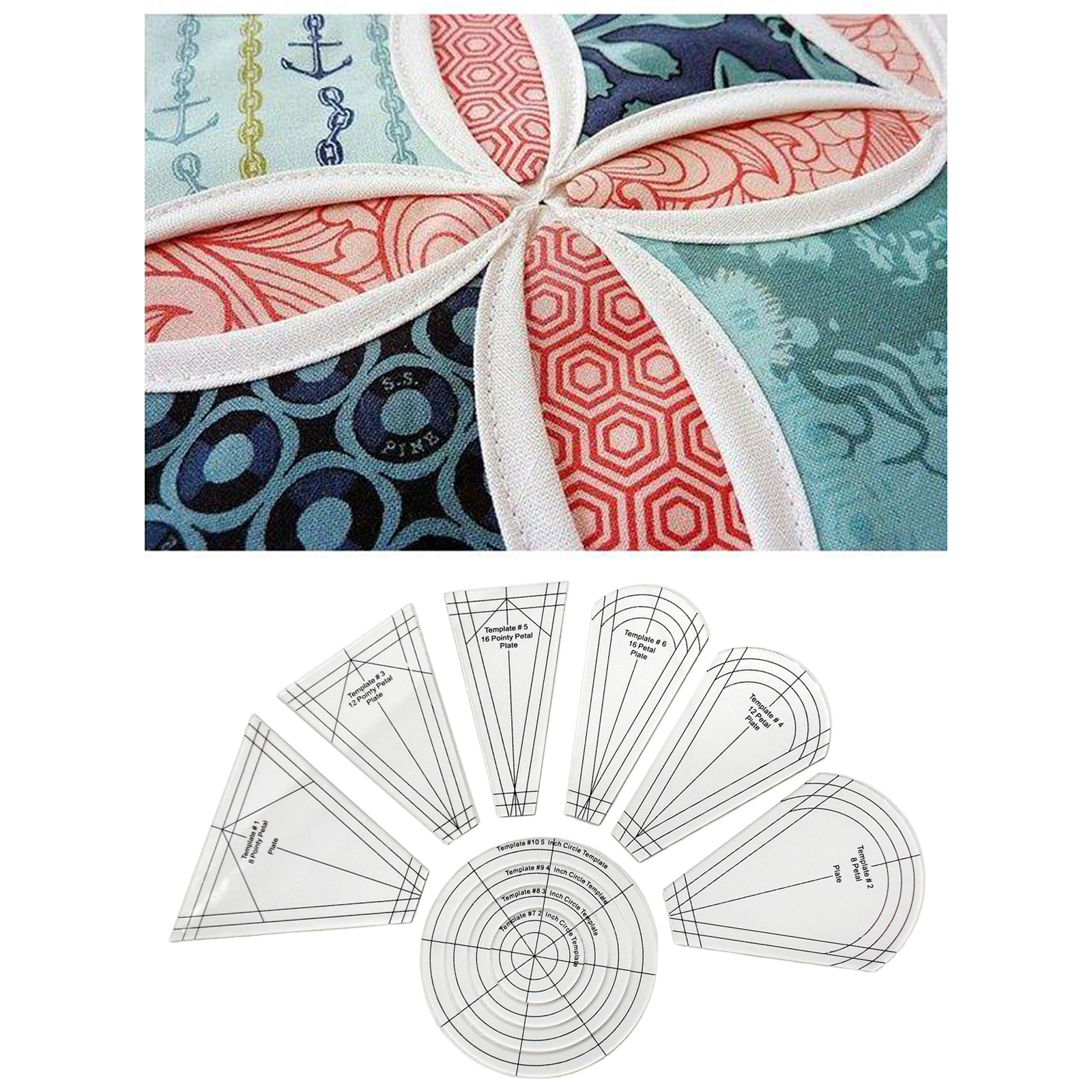 Dresden Quilting Template - 10 Pieces Dresden Plate Template Patchwork Regular Ruler Dresden Petals for Domestic Sewing Machine