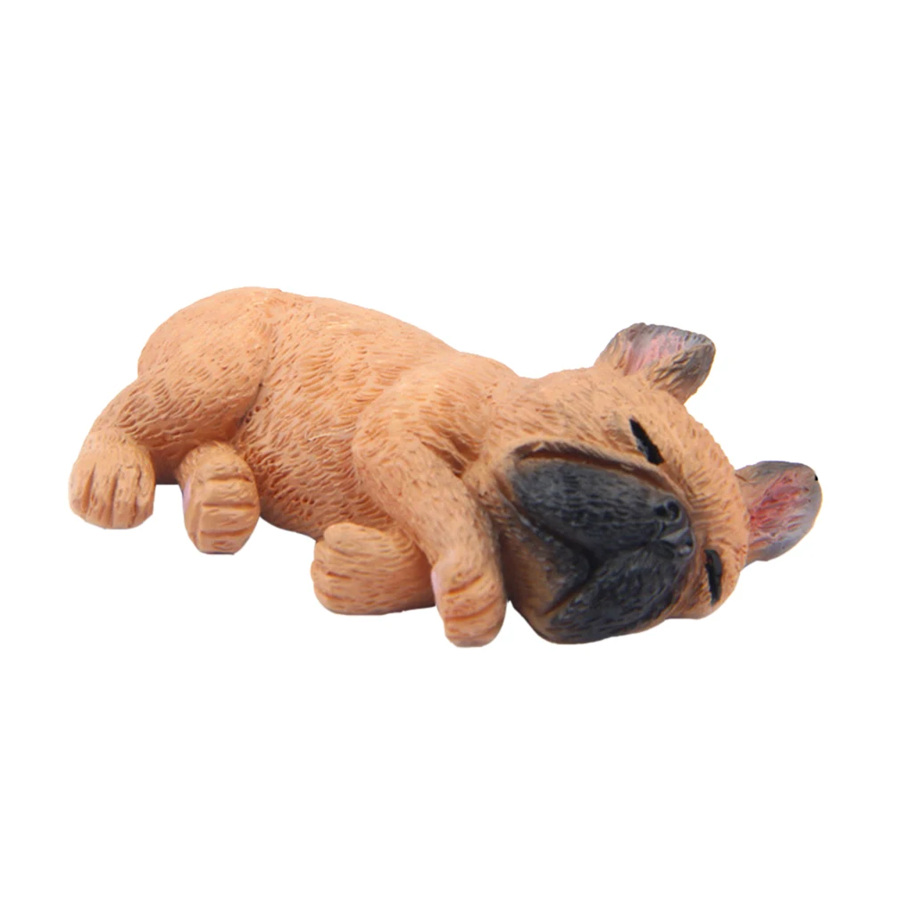 Sleeping Bulldog Corgi Dog Garden Mini Dollhouse Figurine Decor