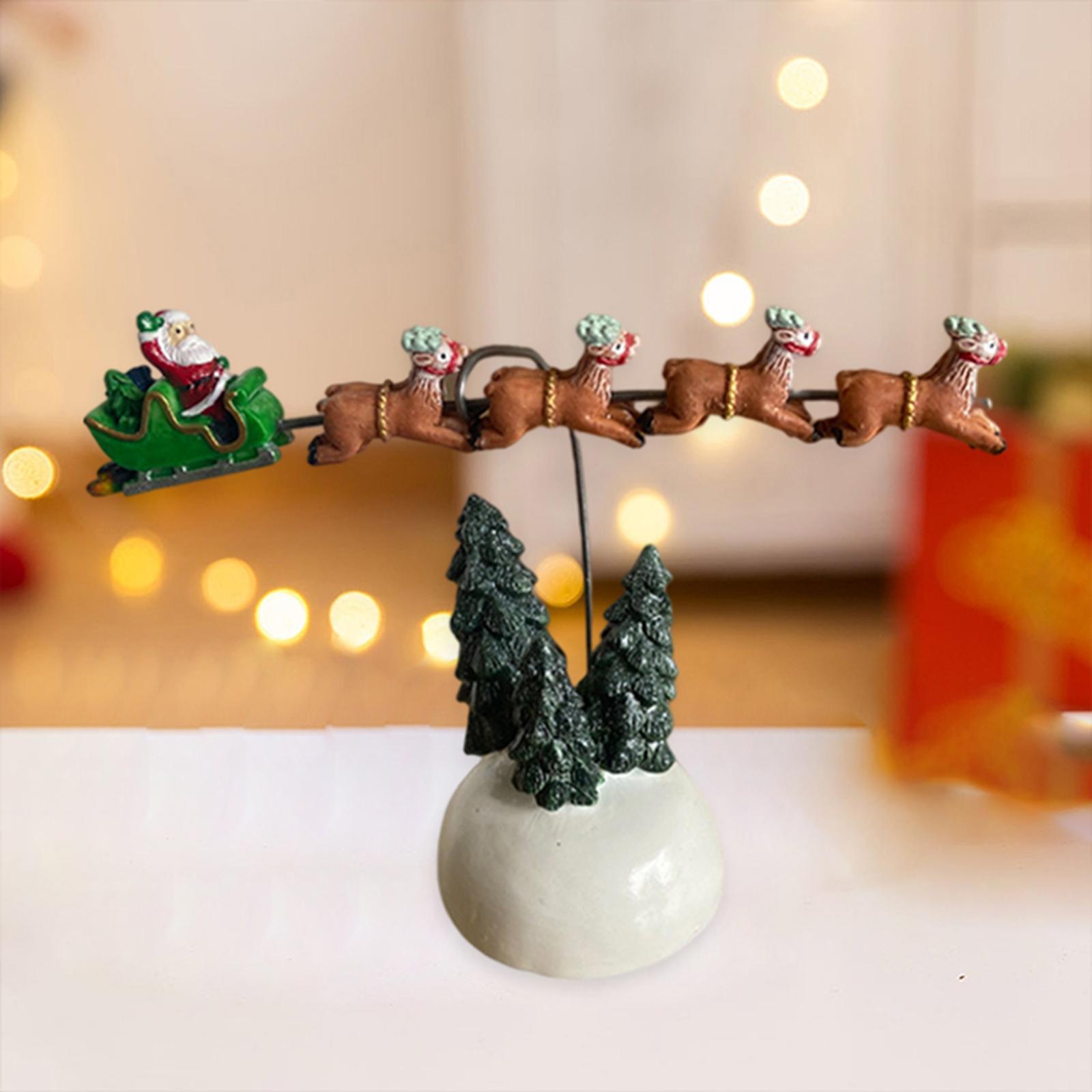 Away Flying Sleigh Statue Christmas Vacation Village for Home Decoration