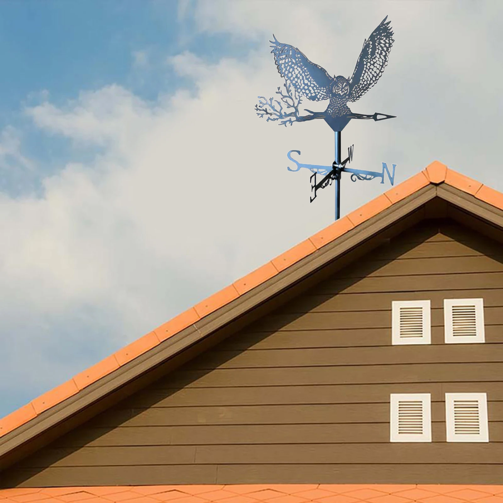 Iron Craft Roof Weather Vane with Animal Windmills Ornament Weathervane