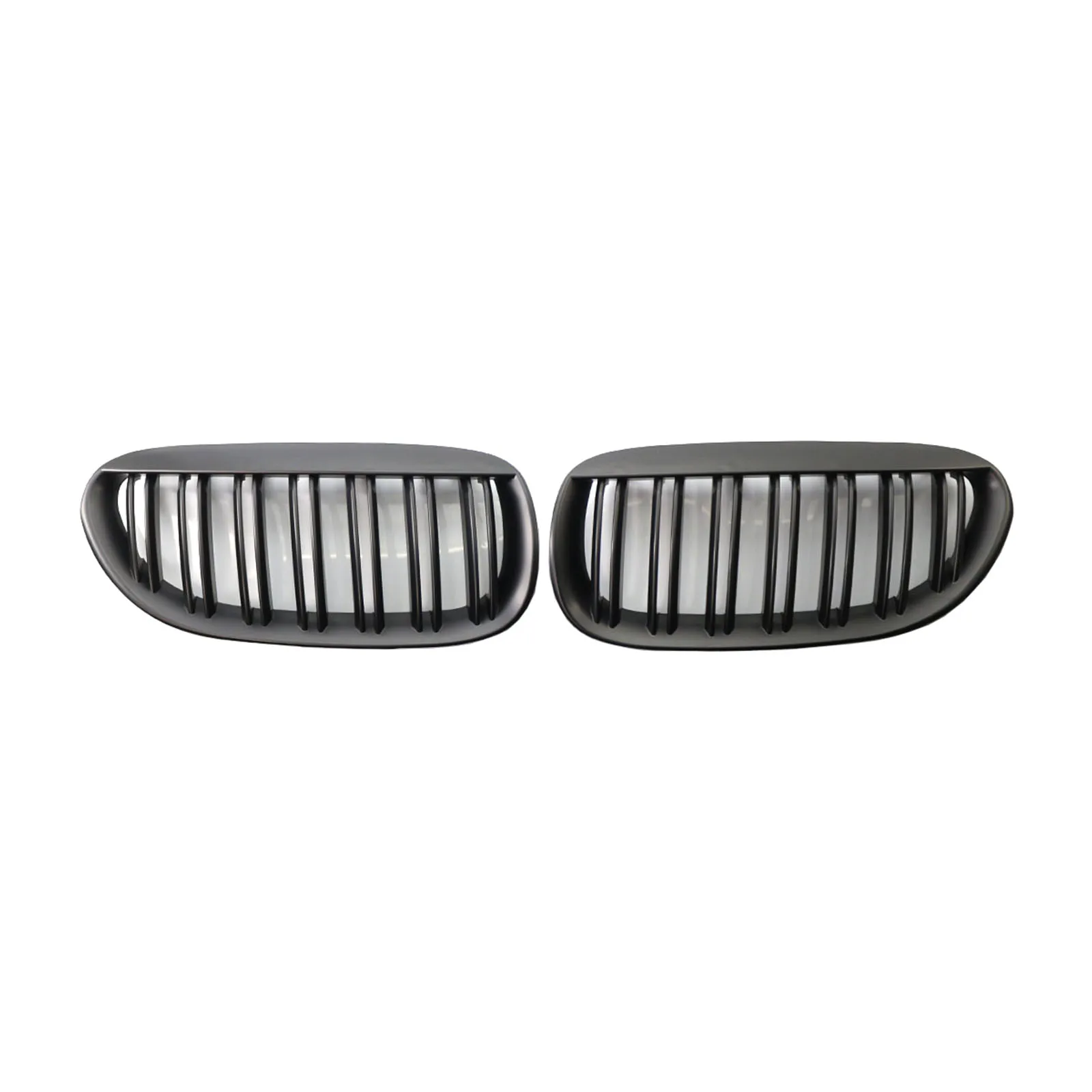 One Pair Gloss Black Double Line Front Grille Grill Replacement fits for  E63