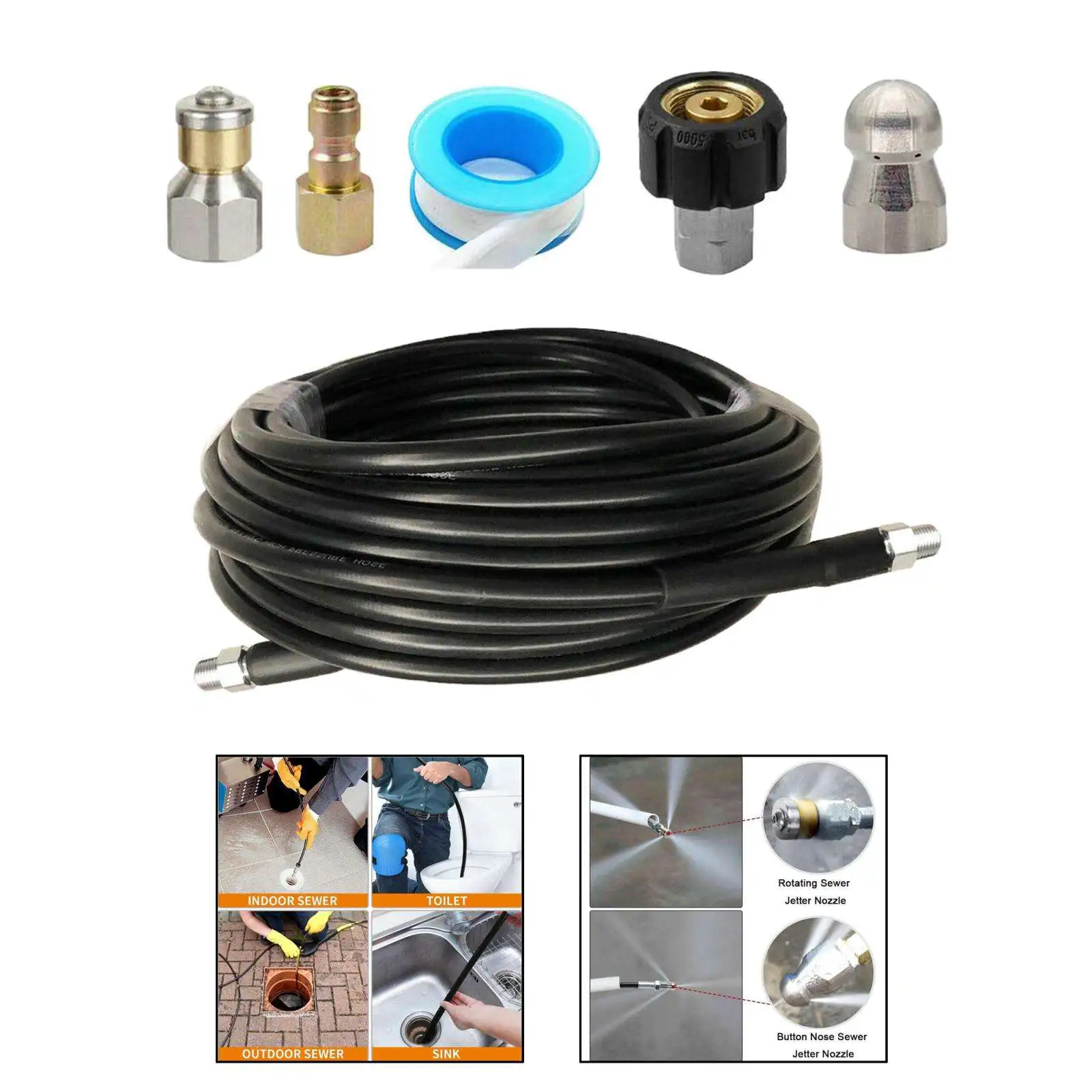 Sewer Jetter Kit for Pressure Washer,1/4
