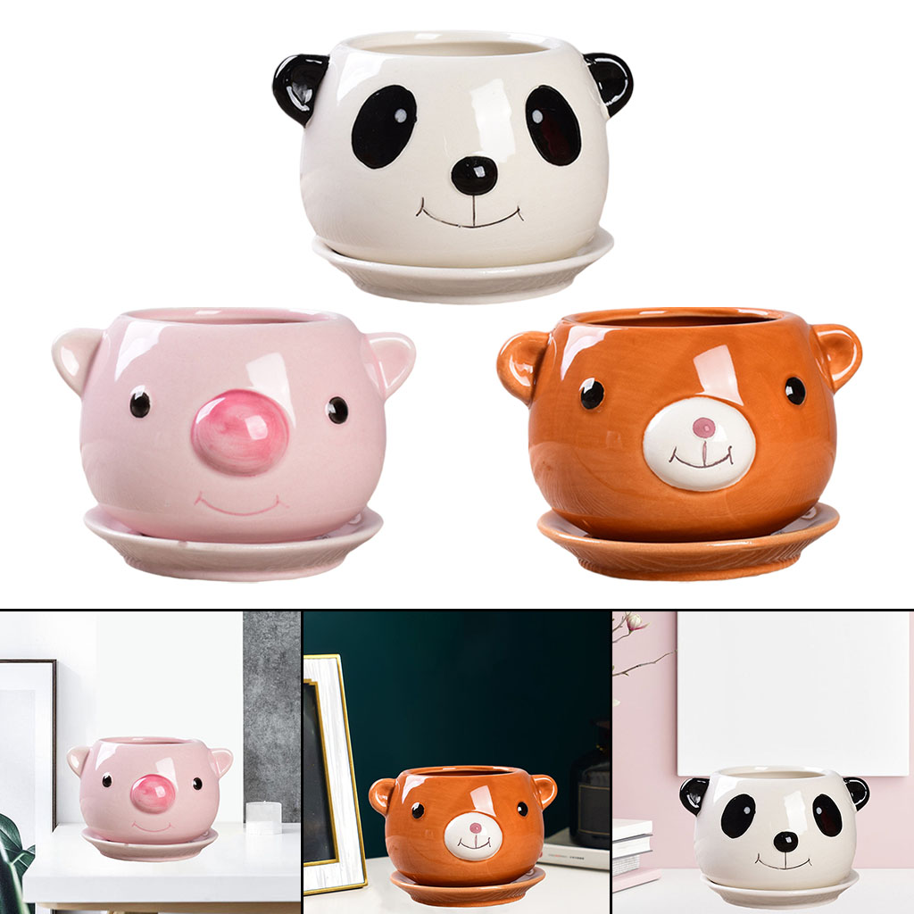 Cartoon Succulent Pots Small Ceramic Flower Pot Potting Plants Planter Kitchen Outdoor Home Table Centerpieces Houswarming Vase