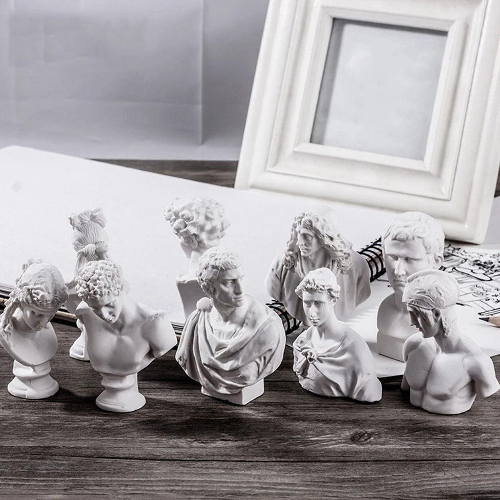 10 Greek Mythology Figurine Head Portraits Bust Mini Gypsum Statue Drawing Practice Crafts Plaster Sculpture Decor Home Office