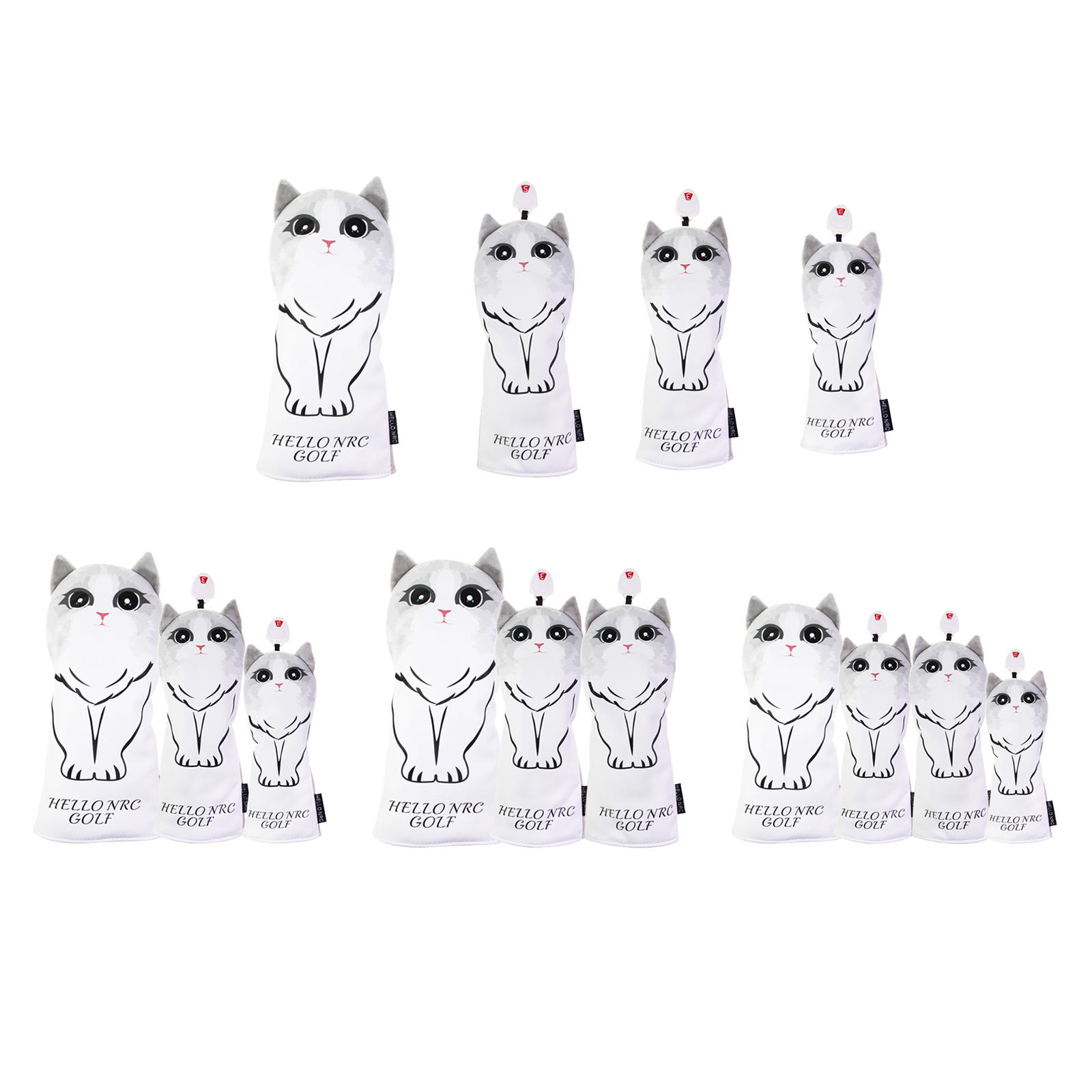 Golf Club Head Cover Driver Fairway Wood Headcover Golf 1 3 5 UT Covers Sleeve Protector Guard with Cat Pattern and Numbers
