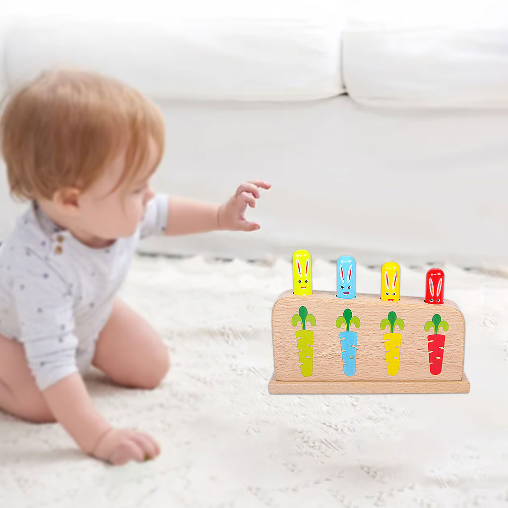 Wood Rabbit Tap Bounce Stick Baby Kids Education Toy