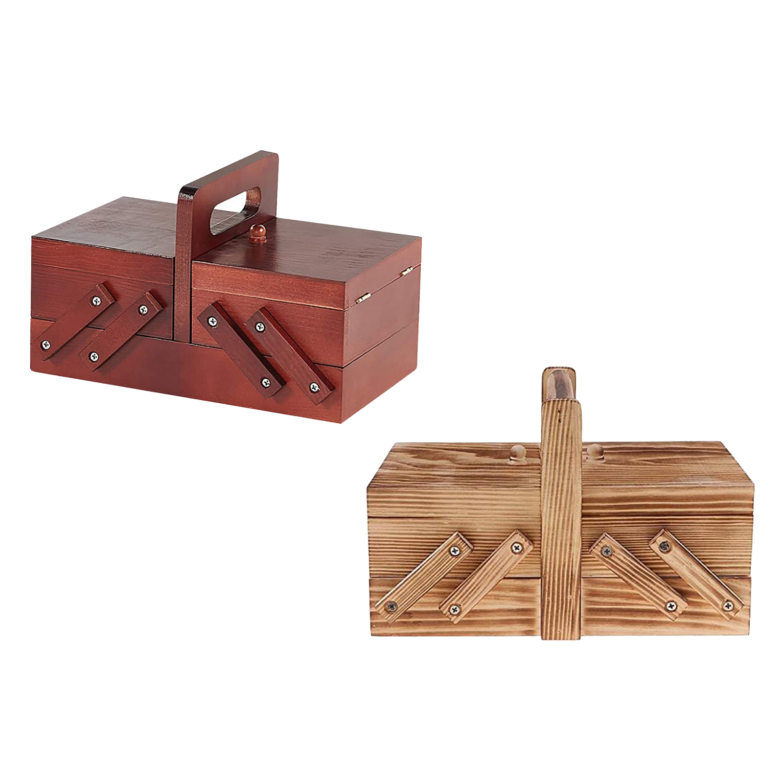 Foldable Wood Sewing Kit Box Thread Stitching Kit Home Sew Basket Household