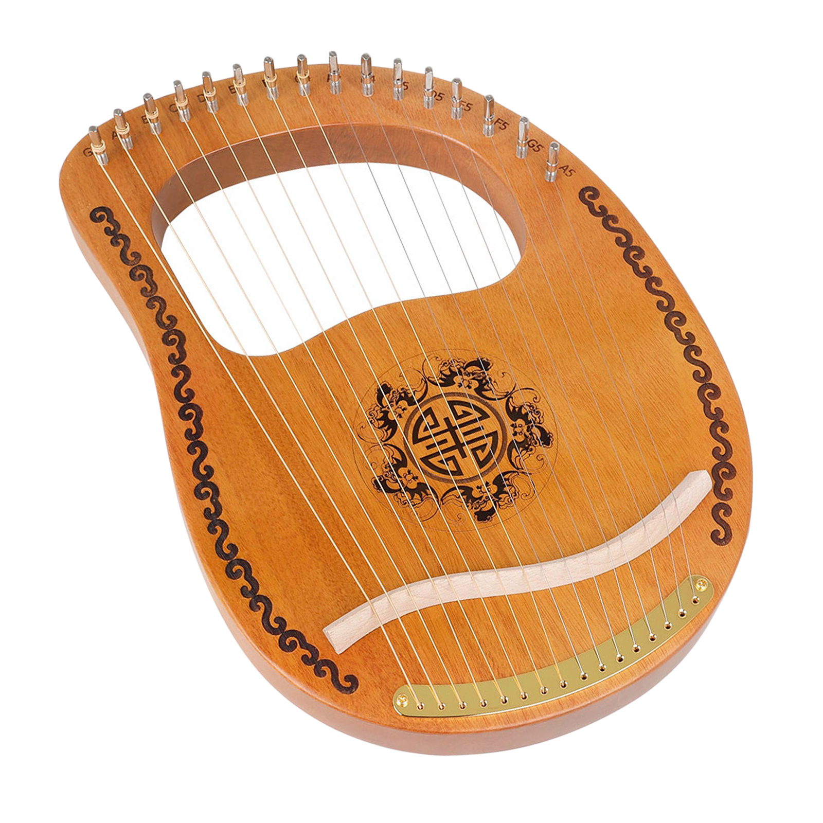 Lyre Harp, 16-string Harp Mahogany Body with String Tuning Wrench, Great Gift
