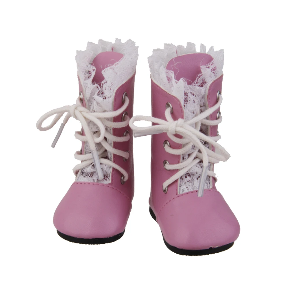 Pink Princess Lace Up Boots Shoes For 18`` American My Life Gotz Doll