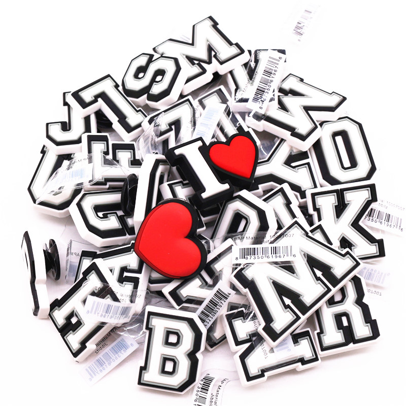 1 Stück Original Alphabet PVC Schuh-Charms Clog-Dekorationen 26 Buchstaben DIY Sandalen-Schnallen Zubehör Passend für Bänder Party Weihnachtsgeschenke – Detail 3