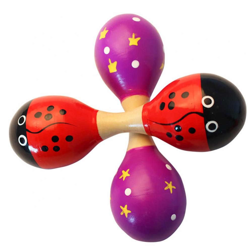 Description Picture 4 of item1 Pcs Baby Rattle Maraca Rattles Sand Hammer Toy 15cm Wooden Double Head and Hamme Musical Percussion Instrument Teaching Aid