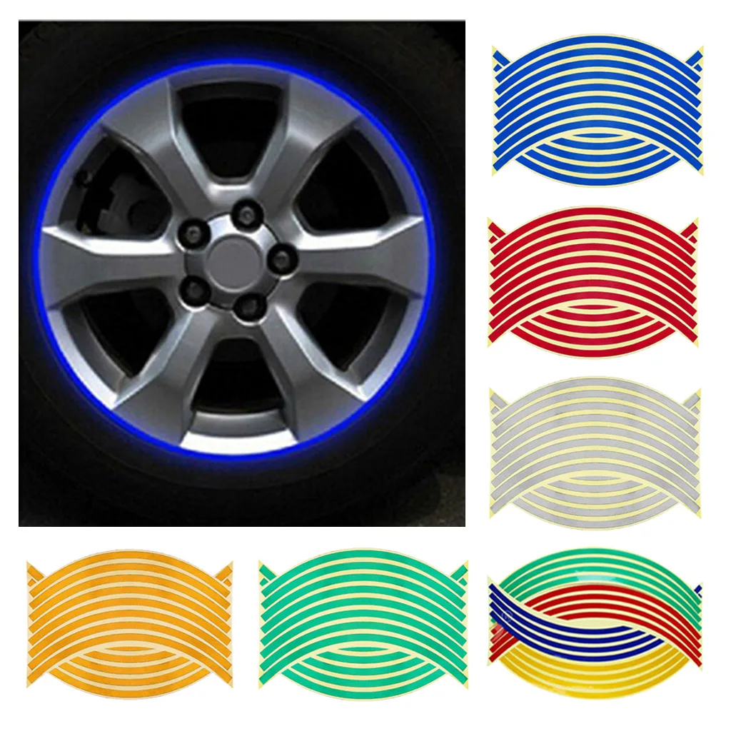 16pcs Reflective Wheel Rim Stripe Decal, Sticker Tape for Motorcycle Wheels or Car Wheels 12 Choices