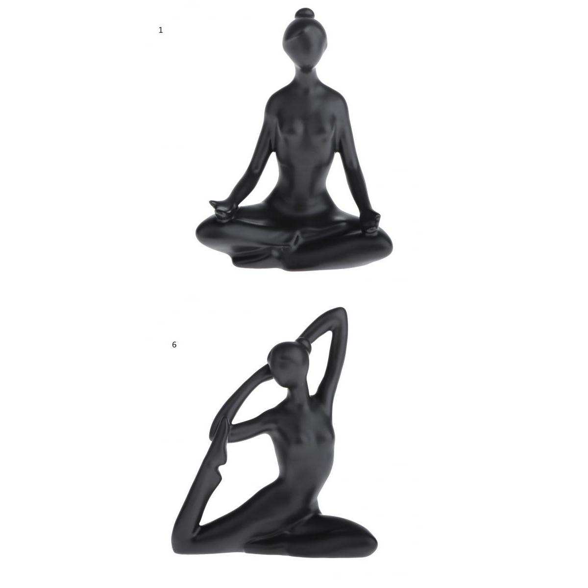 2x Home Yoga Girl Ornament Ceramic Crafts Ornament Creative Home Furnishing