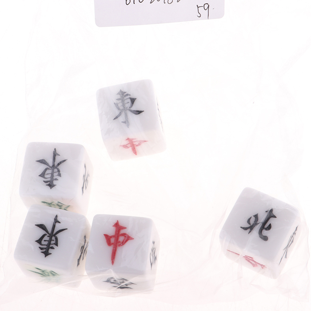 5 Pieces Acrylic Dice Wind Directions Designed Mahjong Accessory Dice Set