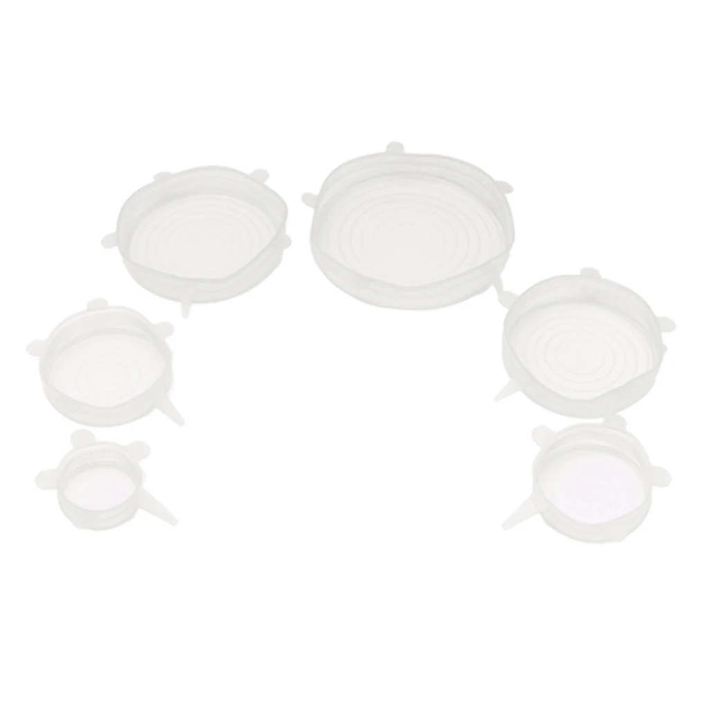 6Pcs Stretch Silicone Lids Covers Durable Flexible Sealer BPA free Snacks