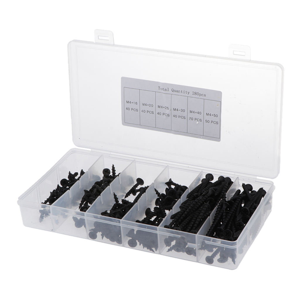 280 Pieces Black Screw Set Electronic Cross Stitch Screws Assortment Kits