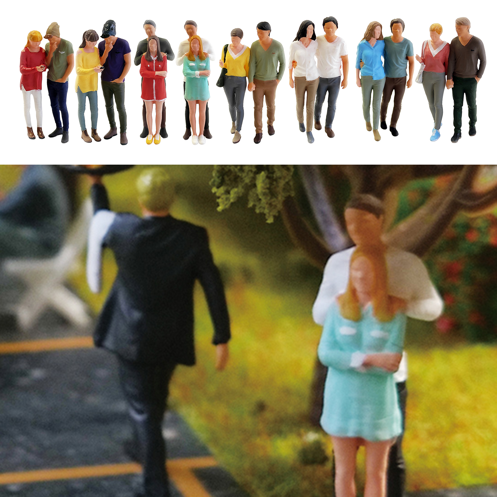 1:64th Figures Model Couple People for Miniature Scenes, Diorama Decoration Accessories