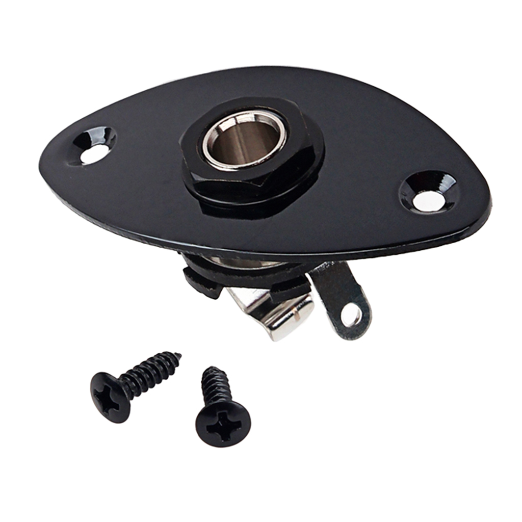 Electric Guitar Bass Cigar Box Parts Jack Plug & Socket Plate Oval with Mounting Screws