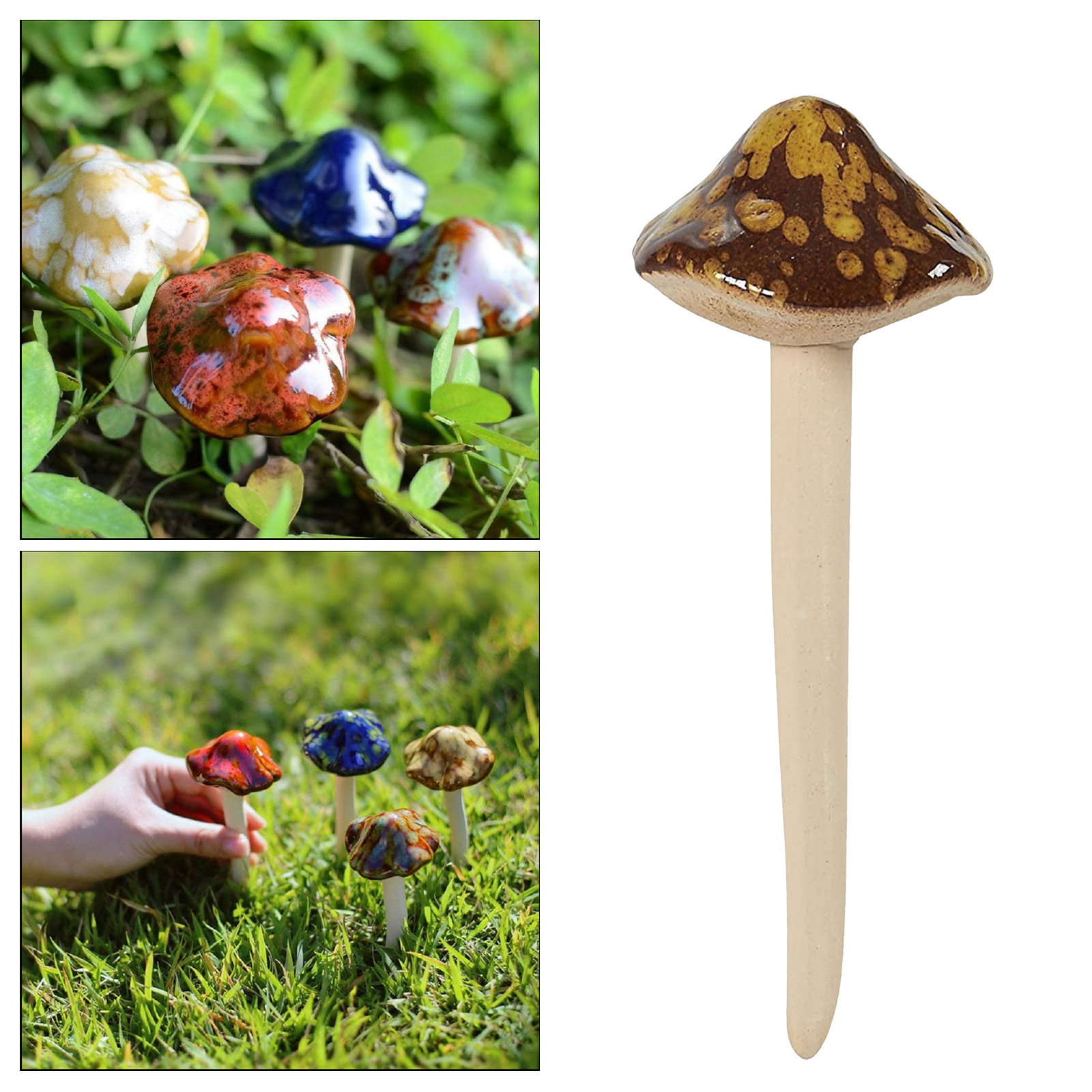Resin Garden Mushrooms Figurine Decorations Stakes Lawn Ornaments Decor