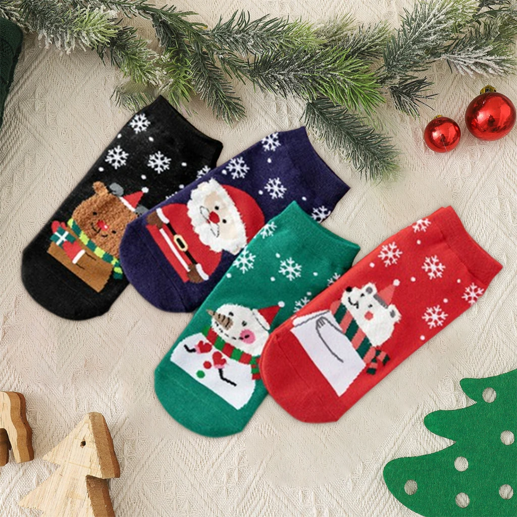 4 Pairs Xmas Christmas Santa Snow Man Children's Kids Socks All Sizes School 