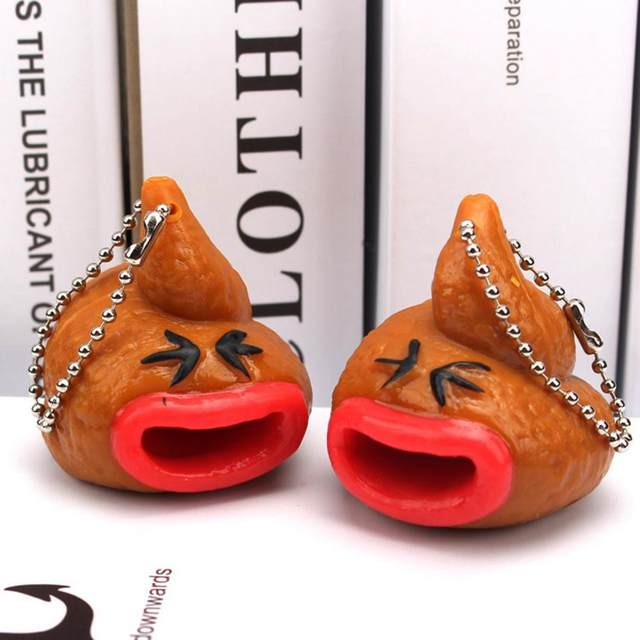 Kids Fidget Toy Antistress Poo Toy Keychain Children Keyring Pop Out  Tongues Poop Keychains Emoticon Toy Tongue Out Poop Toy BROWN 