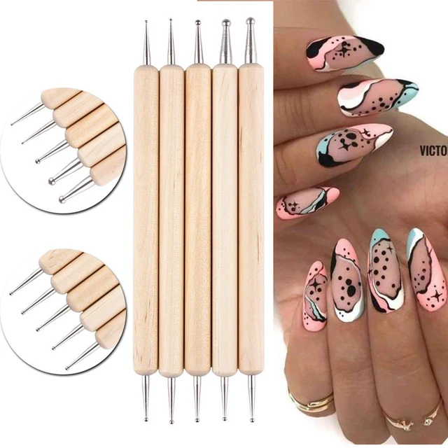 5Pcs Dual-Ended Nail Art Dotting Tools, with 10 Different Sizes