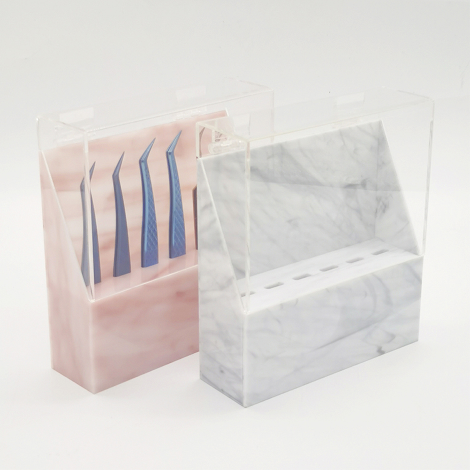 Eyelash Extension Tweezers Stands Eyelash Display Shelf Holder Dustproof Acrylic Clear Tweezers Display Stand With Cover