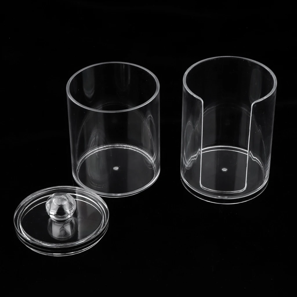 Acrylic Cotton Pads Holder Swabs 2 Layer Transparent Storage Box Case Makeup Container Organizer