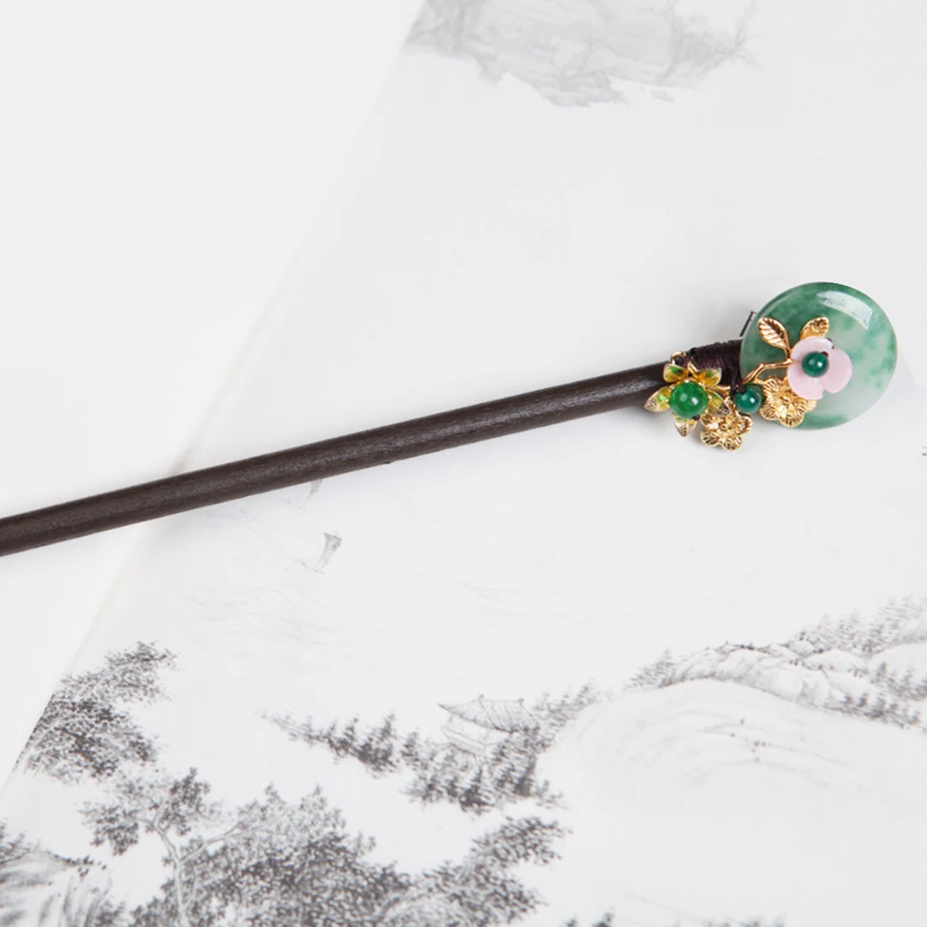 Chinese Style Wood Hair Chopstick Stick Handmade Elegant Flower Hair Styling Pin