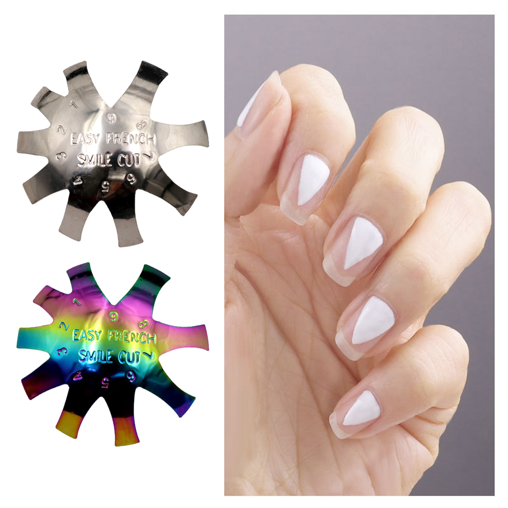 Pro Almond Shape French Edge Trimmer 9 Sizes Easy V Line ManicureCutter Acrylic Nail Pink White French Nails Tips