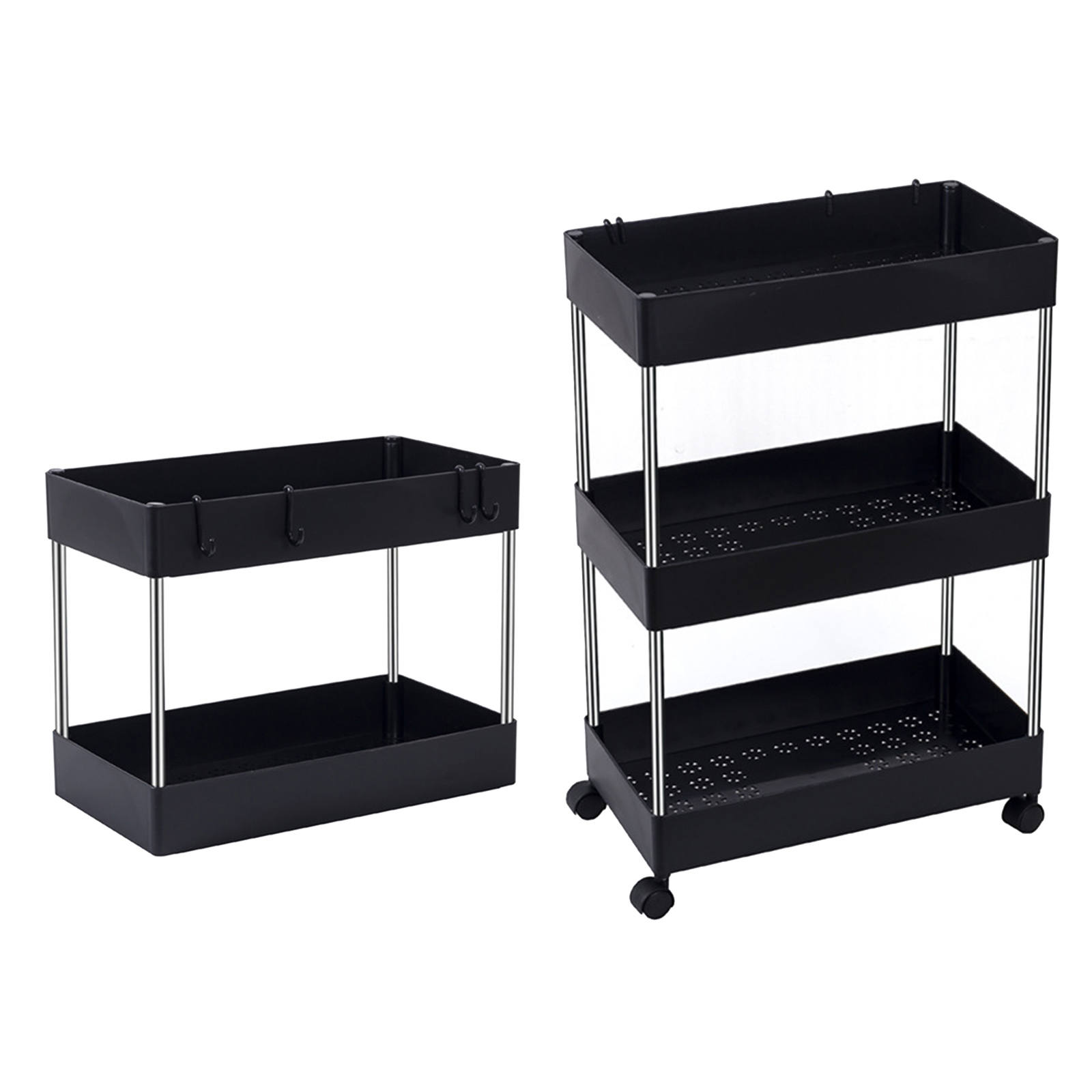 Rolling Storage Cart 2-Tier Dressers Casters Bath Narrow Purpose Trolley Inches Organiser Removable Rack Storage Rack for Garage