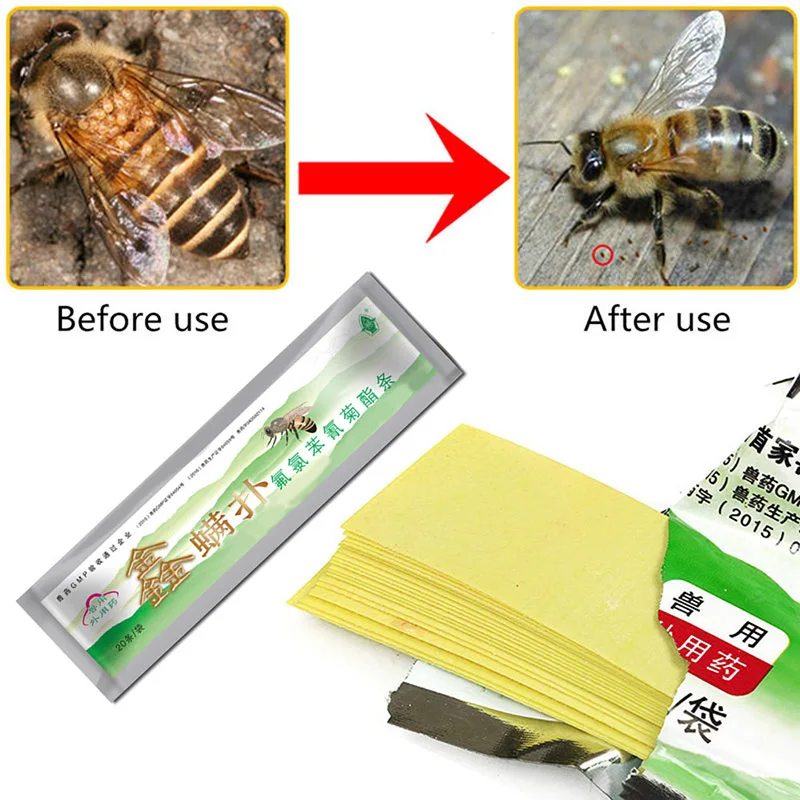 20Pcs/Pack 20 Fluvalinate Strips ManPuLik Varroa Mite Instant Killer Miticide… 
