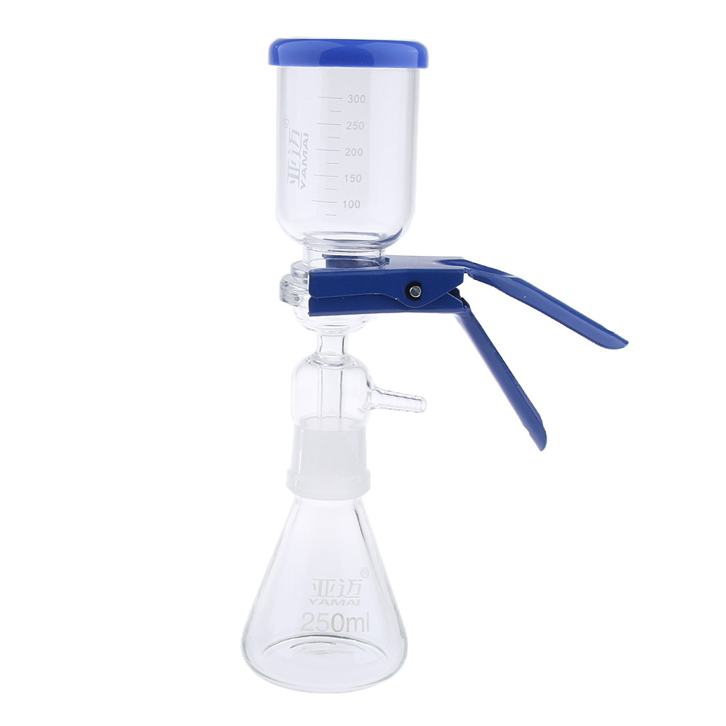 250ml Flask Filtration Apparatus Vacuum Lab Filtering Unit with 300mL Graduated Funnel with Lid & Aluminum Clamp